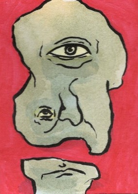 ACEO Original Art - SEEN - Ooak surreal expressionism  card by Kiefer Moore