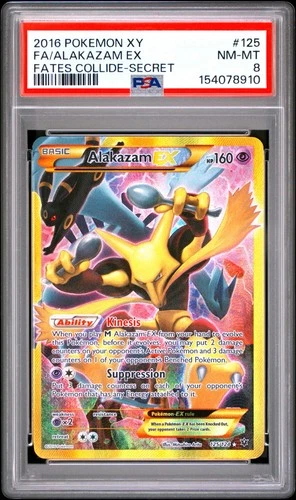 PSA 8 - 2016 POKEMON XY FATES COLLIDE #125 ALAKAZAM EX - SECRET FULL ART