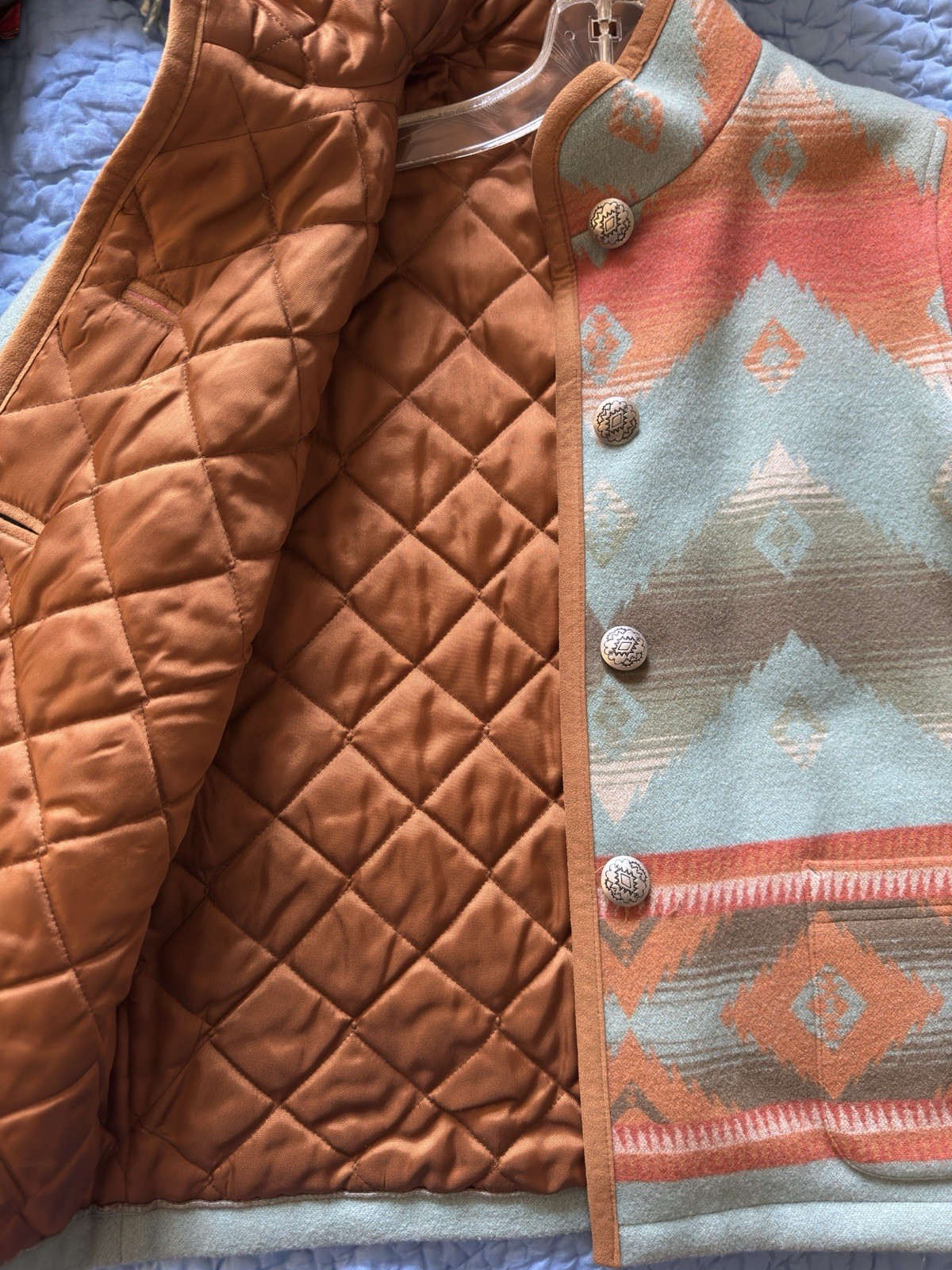 Pendleton Vintage Wool Jacket Lined Southwest Pat… - image 10