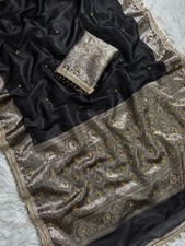 Banarasi Soft Tissue Silk With GHUNGROO Work Saree For Party And Wedding Wear