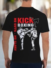 Men's NO KICKS, NO GUNS Boxing Graphic Tee - Casual 3D Print Polyester Crew Nec