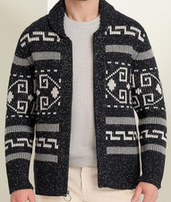 NWT Pendleton Black WESTERLEY DONEGAL FULL-ZIP LAMBSWOOL CARDIGAN Sweater Men L