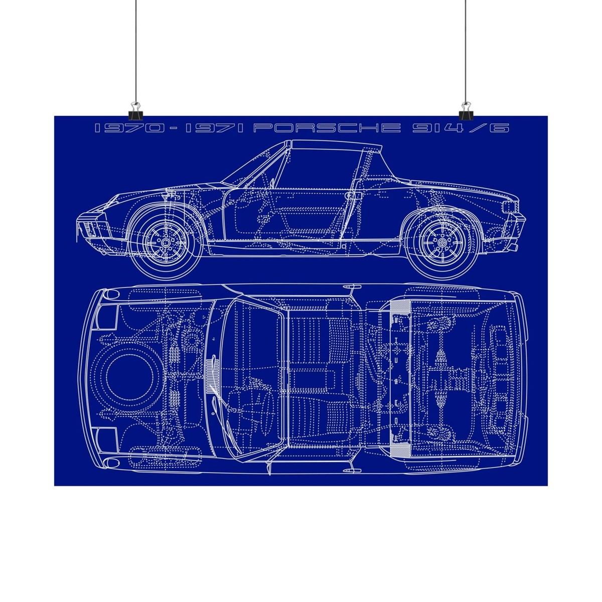 Porsche 914 /6 Cutaway Blueprint Drawing Art Print Wall Poster | eBay