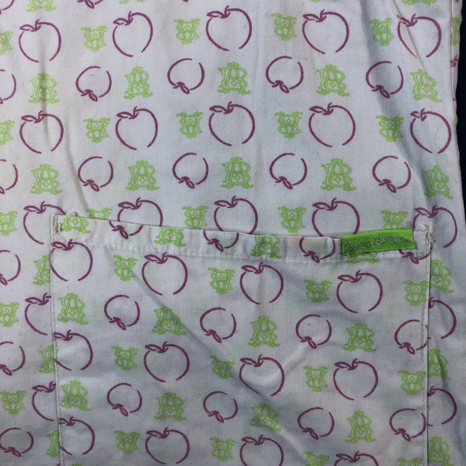 Apple Bottons Scrub Top Womens L White Apples Short Sleeve V-Neck Cotton - Image 4 of 4