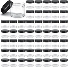 5 or 50 Pack 4 oz Clear Plastic Jars with Lids - Small/Mini Containers for Slime