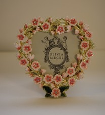 Olivia Riegel Crystal  Enamel "Bella Heart" 3x3 Photo Frame New in Box