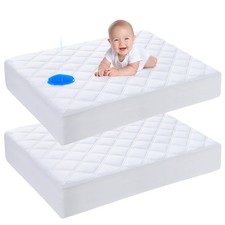 Waterproof Pack and Play Mattress Protector 2 Pack, Quilted Pack and Play Mat...