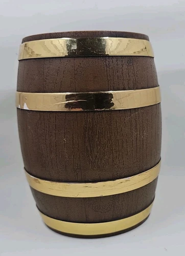 Vintage Mayville Plastics Whiskey Barrel Coin Bank 