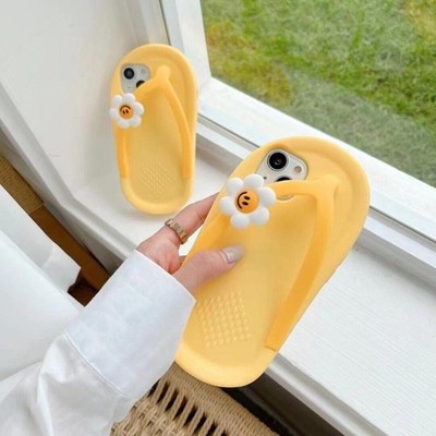 Silicone Cover Slipper Flower 3D Flip-flops Case Fr iPhone 16 15 Pro Max Airpods