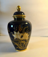 Schumann Arzberg Bavaria Deckelvase Kobaltblau Gold Blumen Vintage Porzellan