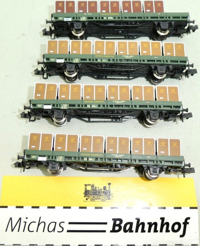 3-tlg Behältertragwagen Post Set Hobbytrain N 1:160 #6 GB4 å