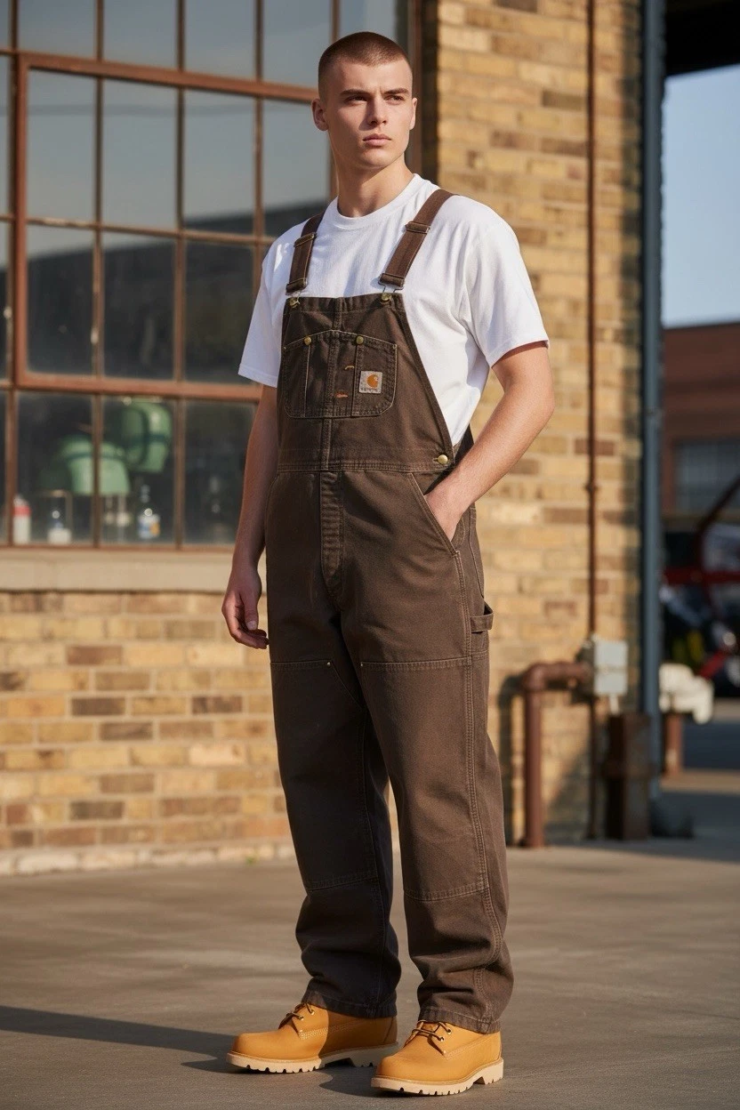 Carhartt Bib Overalls Insulated Men’s 48x30 Brown Duck Canvas Double Knee Work