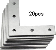 20 Pack Silver L Corner Brackets, 4 Inch Repair Mending Corner Braces for Wood,