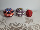 Vtg Lot of 3 Handmade Patchwork Quilted Fabric Christmas Ball Ornaments 2.75" — photo 6