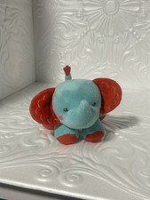 Fisher Price Elephant Crinkle Blue Red Rattle Infant Lovely 6" Plush Stuffed Toy