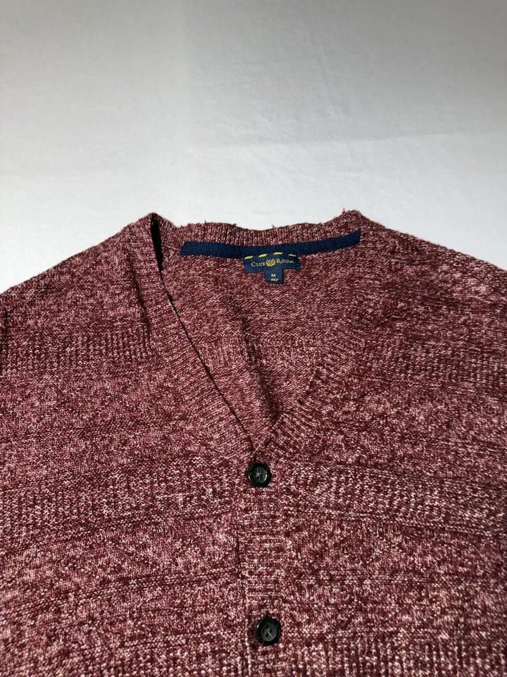 Textured Cardigan Sweater Adult Size Medium Cotton Blend Y2K Grandpa Geometric - Image 3 of 4