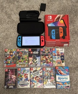 Nintendo Switch OLED Model HEG 001 Handheld Console With 10 Games HOT TITLES