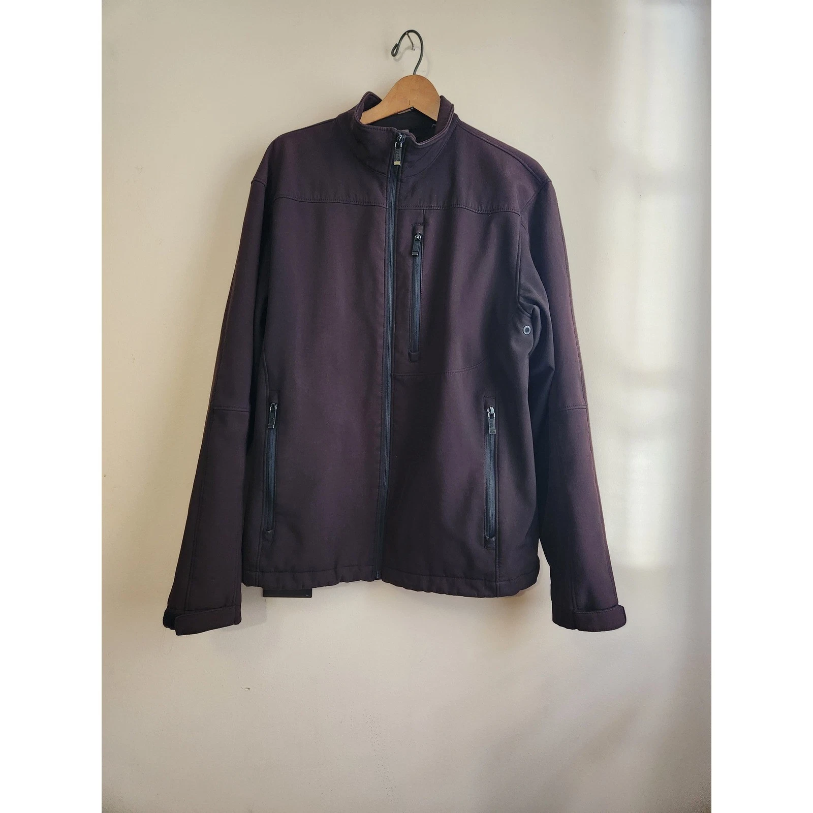 Weatherproof Mens Softshell Jacket Brown Full Zip Fleece Lined Small