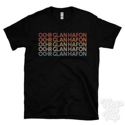 OCHR GLAN HAFON REPEATED RETRO STYLE T-SHIRT mens & womens uk place name gift