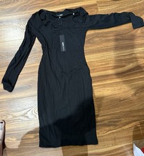 Fashion Nova NWT Black Long Sleeve Body Con Dress Size Small