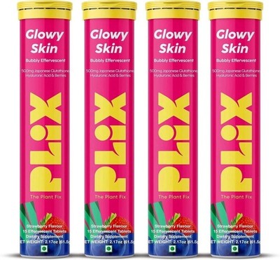 PLIX - THE PLANT FIX Glutathion 15 Tabletten mit Vitamin C 4er Pack Erdbeere