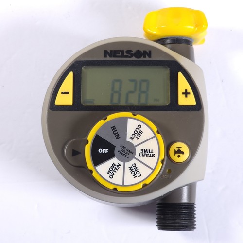 Nelson Single Outlet Electronic Water Timer Gray LCD Screen Battery-Operated
