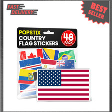 Kids' Country Flag Stickers Pack 48 International World Flags Decals for