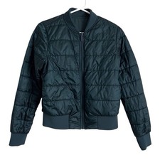 Lululemon Non Stop Bomber Jacket Sz 6 Reversible Puffer Mystic Green W4AEVS