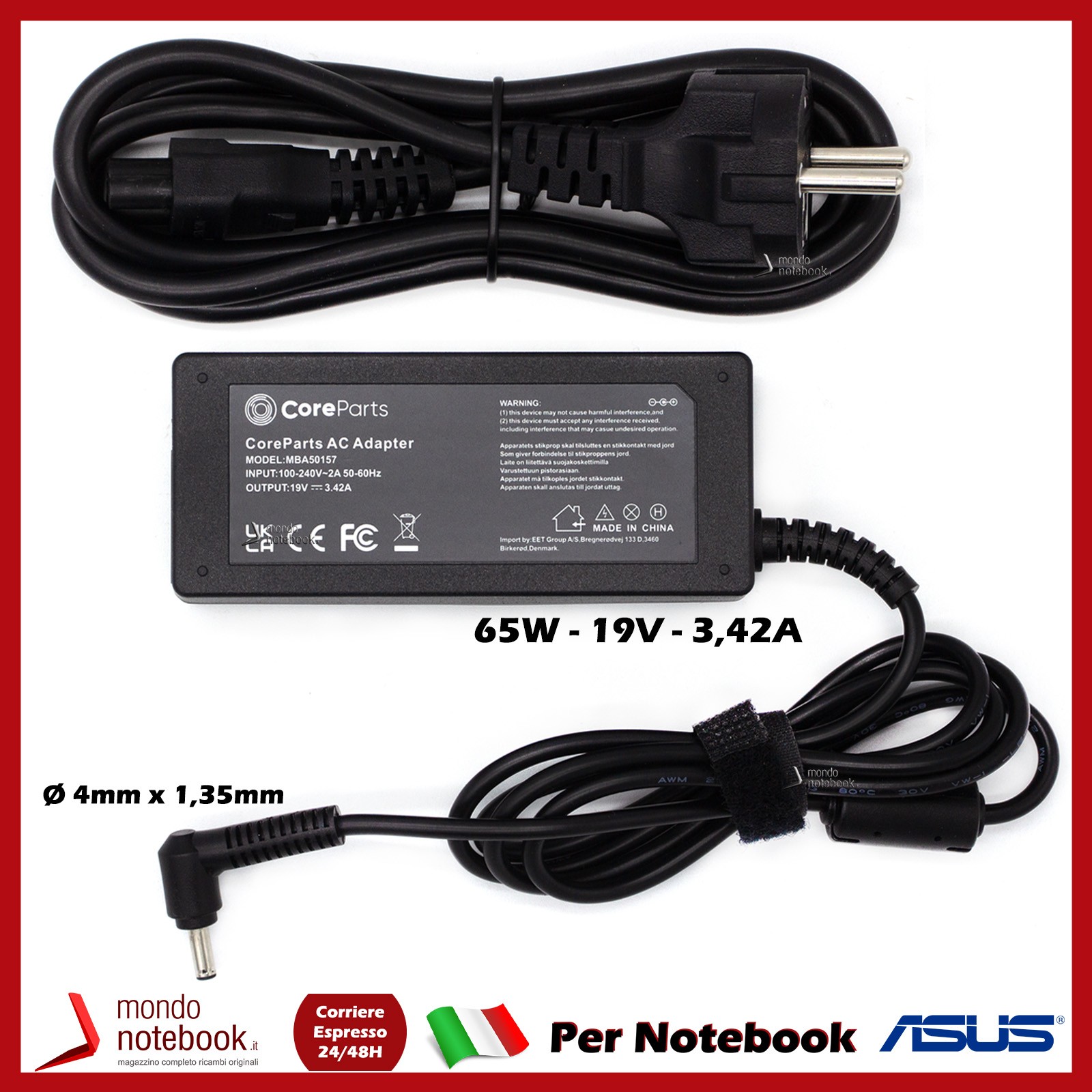 CoreParts 65W 19V Laptop Power Adapter 4x1.35mm for ASUS 0A001-00045900