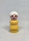 Vintage Fisher Price little people yellow farm woman/mom/grandma white hair/bun
