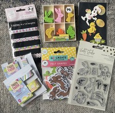 Easter Decoration Craft Bundle Felt Shapes Ribbon Violet Studio Clear Stamps NEW