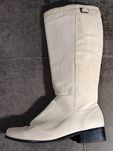 Valley Lane "Cheryl" Leather 16" Buckle Riding Boots Women's (Size 8.5) Cream - Picture 8 of 23