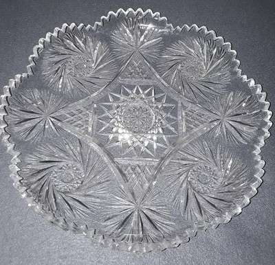 KRISTALL Teller/Tortenplatte mit 8kleinen Teller Motiv WURFSTERN 