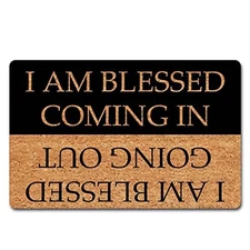 Decoration Doormat I Am Blessed Coming and Going Out Welcome Rugs Non-Slip fo...