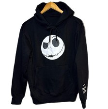 Nightmare Before Christmas Black Hoodie Disney Jack Skellington XS Pullover Mens