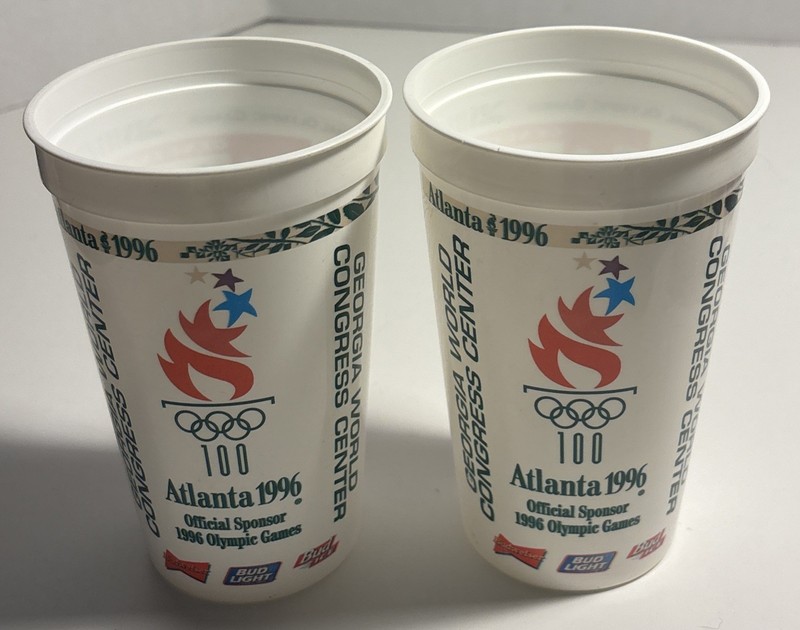 1996 Atlanta Summer Olympic Games 2 Plastic Cups Georgia World Congress Center