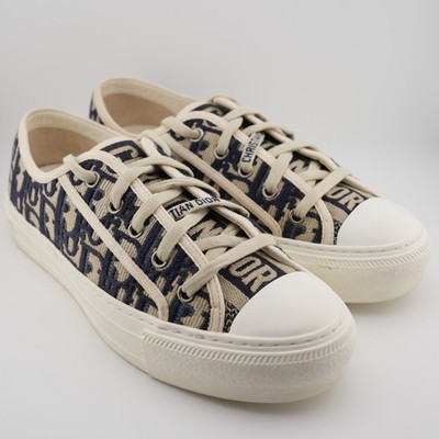 * Dior Black White Walk'n'Dior Canvas Sneakers Women 7