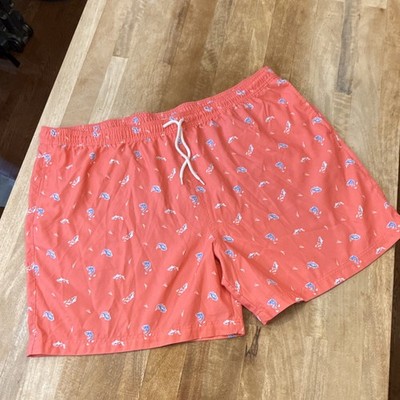 Magellan Outdoors Fish Print Swim Trunks 3XL Big & Tall Orange Mesh Lined
