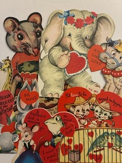 #C Vintage Valentine Card Lot RAT LOVE BIRDS CAT MOUSE DOGS HORSES BUNNY GIRAFFE