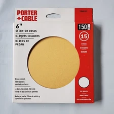 6" Stick On Sanding Discs, No Hole, PSA, 150 Grit, 45 discs