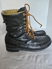 Vintage Mens Browning Leather Boots Steel Toe Mens Sz 9 B Black 70-80s Lace Up