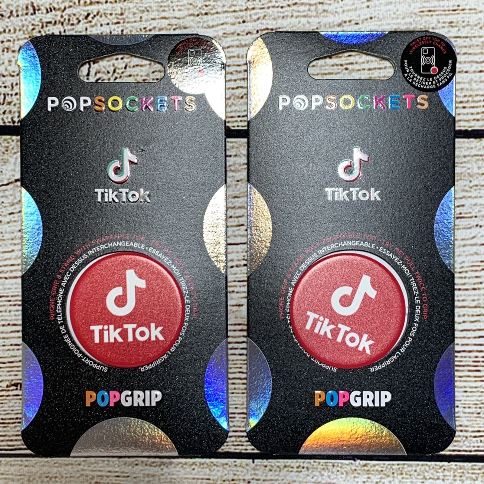 Lot of 2 TikTok Popsocket Popgrip phone grip & stand with swappable top Popgrip-image