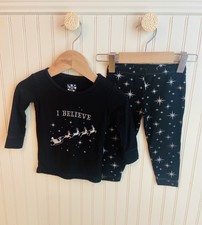 Kickee Pants Christmas Santa Reindeer 2 Piece Pajamas I Believe 12-18 Months