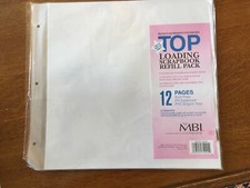 MBI 12 X 12 Top Loading Scrapbook Refill Pack, 12 White Pages W/ Page Protectors