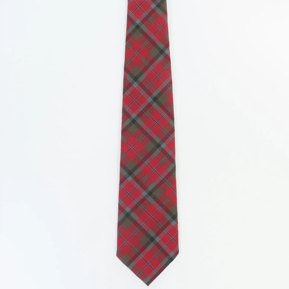 Ralph Lauren Polo Corbata Rojo Verde Lana a Cuadros 3.5" 56" EE. UU. Hecho a Mano Foto 3 de 4