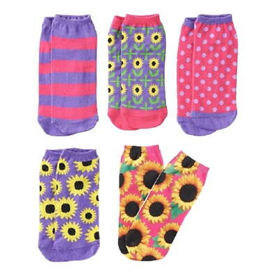 Pink Cookie Big Girl's Daisy, Stripe, Dots No show Socks 5 Pair NWT