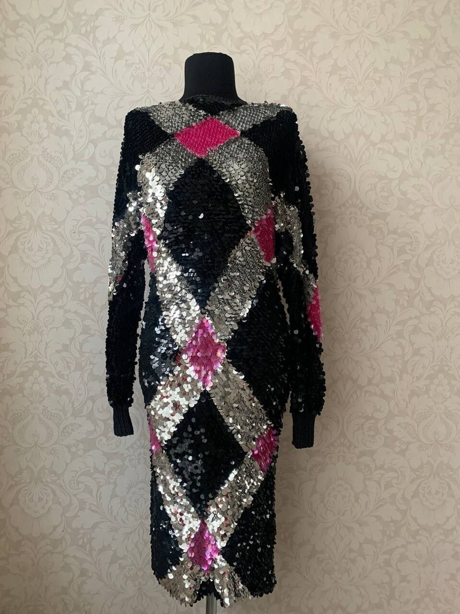 vintage glitter dress Vintage Sequin Dress With Puff Sleeves