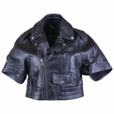 Diesel Lycoco Womens Biker Jacket Genuine Leather Short Cafe Racer Black Coat
