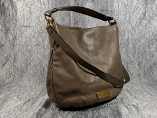 MARC by MARC JACOBS New Q Hillier Leather Hobo Shoulder Bag CEMENT AUTHENTIC