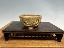 Japanese Unknown Maker Shohin Sized Bonsai Tree Pot 2 1/4 By 1 1/4” Carved Crabs